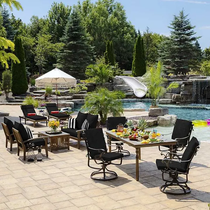 Black Leala Texture Outdoor Deep Seat Cushions