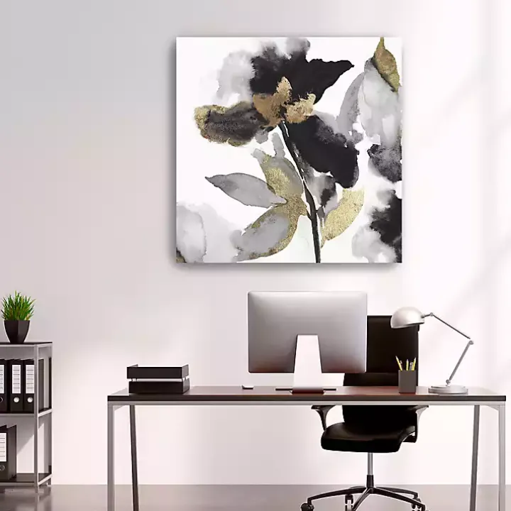 Black Leaves II Giclee Canvas Art Print, 40x40 in.