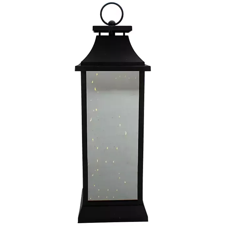 Black LED Flickering Fairy Lights Lantern, 19 in.