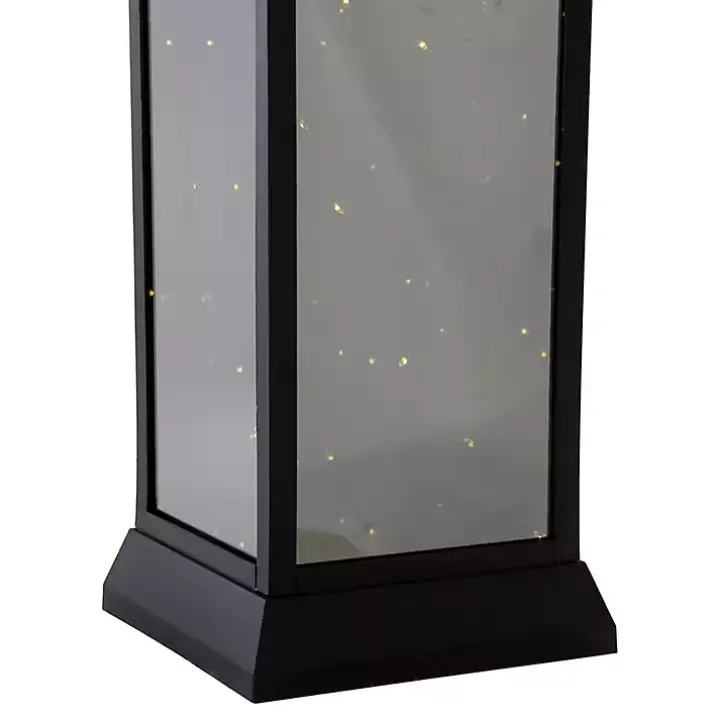 Black LED Flickering Fairy Lights Lantern, 19 in.