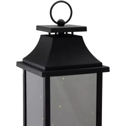 Black LED Flickering Fairy Lights Lantern, 19 in.