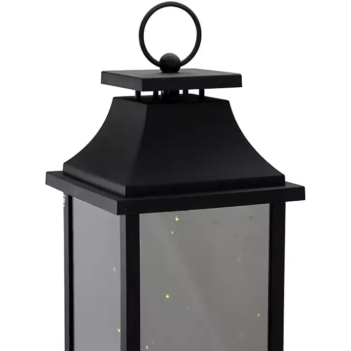 Black LED Flickering Fairy Lights Lantern, 19 in.