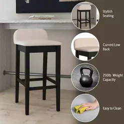 Black Lowback Padded Bar Stool