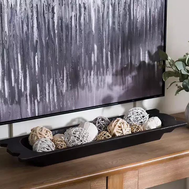 Black Mango Wood Trough Bowl