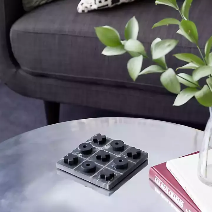 Black Marble Tic Tac Toe Board