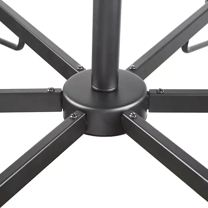 Black Metal & Bowl Glass Shade 6-Light Chandelier