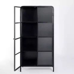 Black Metal & Glass 2-Door Bentley Cabinet