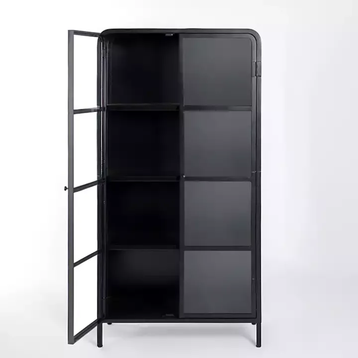 Black Metal & Glass 2-Door Bentley Cabinet