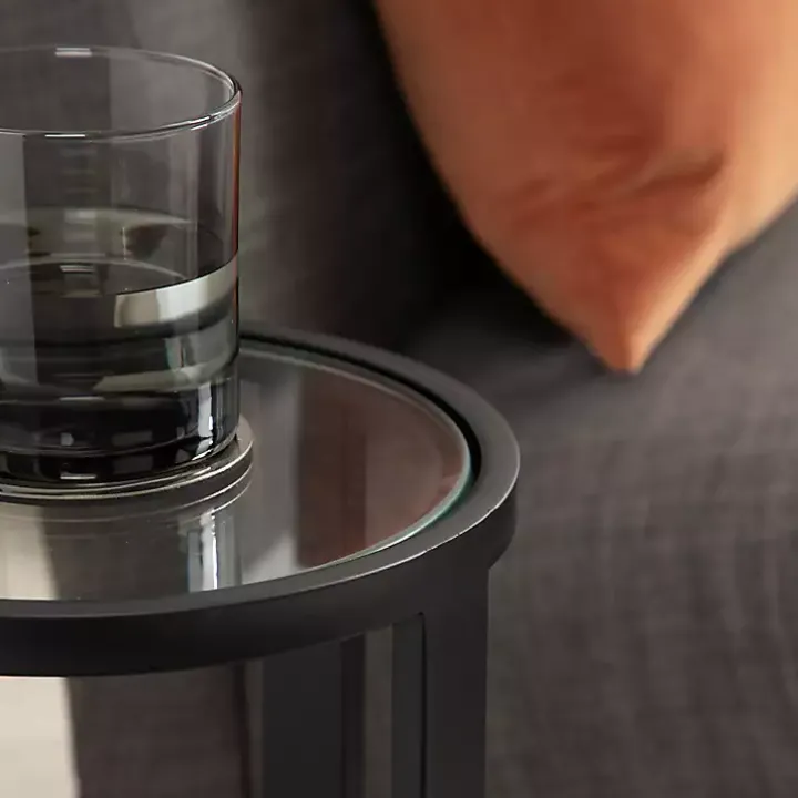 Black Metal & Glass Ravalli Drink Table