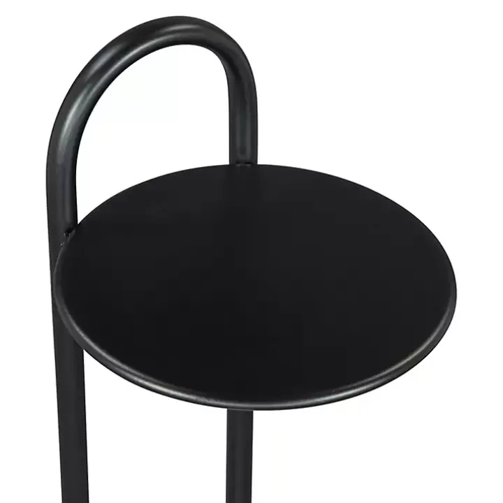 Black Metal & Marble Loop Accent Table