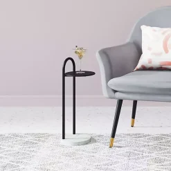 Black Metal & Marble Loop Accent Table