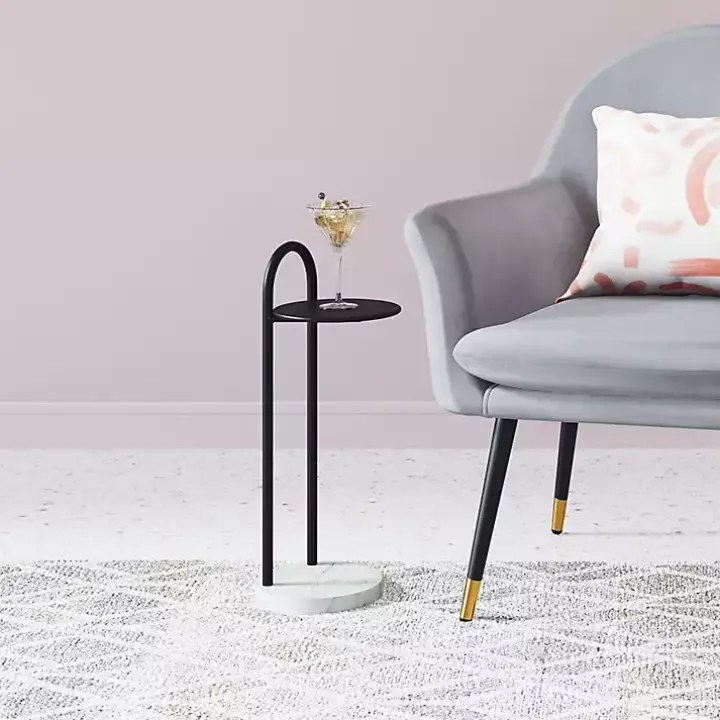 Black Metal & Marble Loop Accent Table