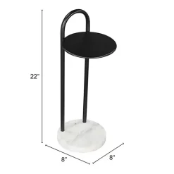 Black Metal & Marble Loop Accent Table