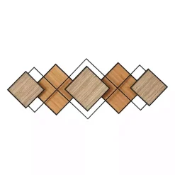 Black Metal and Bamboo Diamond Wall Plaque