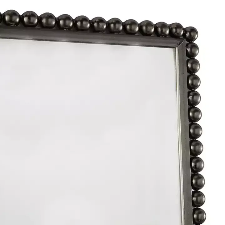 Black Metal Beaded Frame Wall Mirror