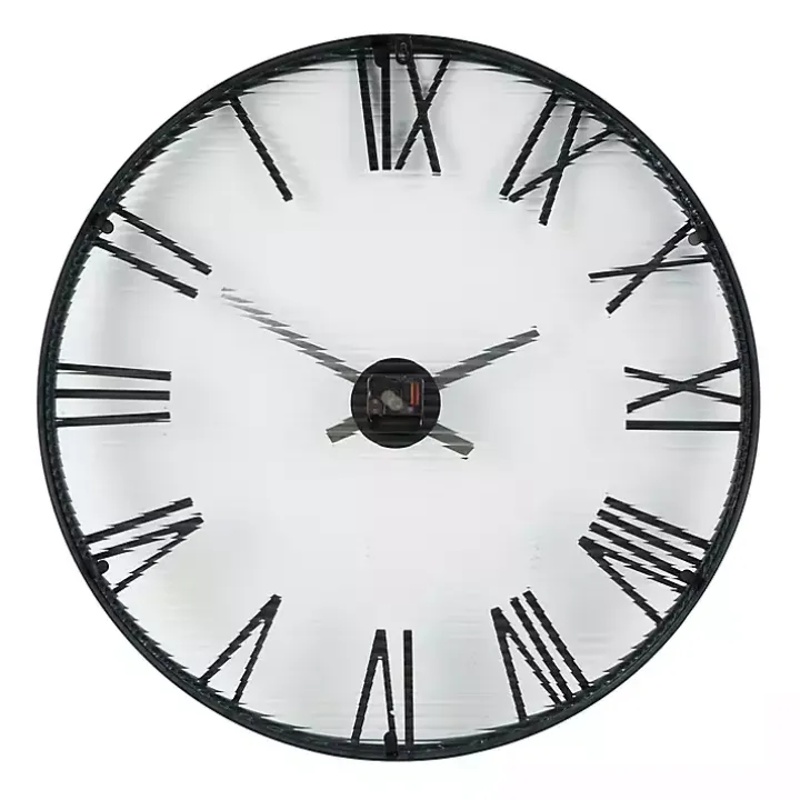Black Metal Clear Glass Wall Clock