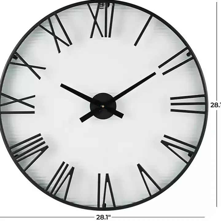 Black Metal Clear Glass Wall Clock