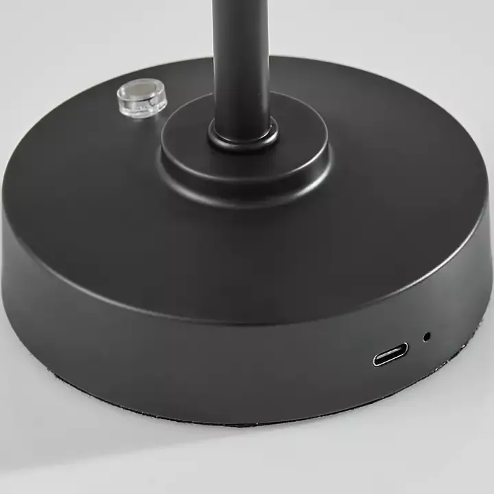 Black Metal Cone Shade Cordless Table Lamp