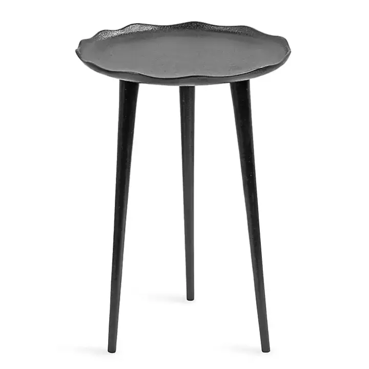 Black Metal Deckled Edge Round Side Table