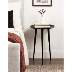 Black Metal Deckled Edge Round Side Table