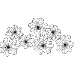 Black Metal Floral Wire Wall Plaque