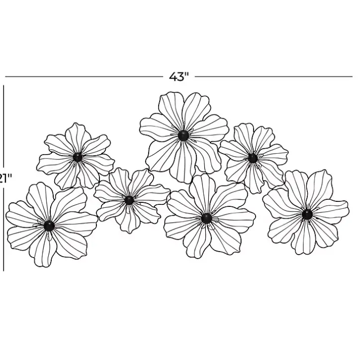 Black Metal Floral Wire Wall Plaque