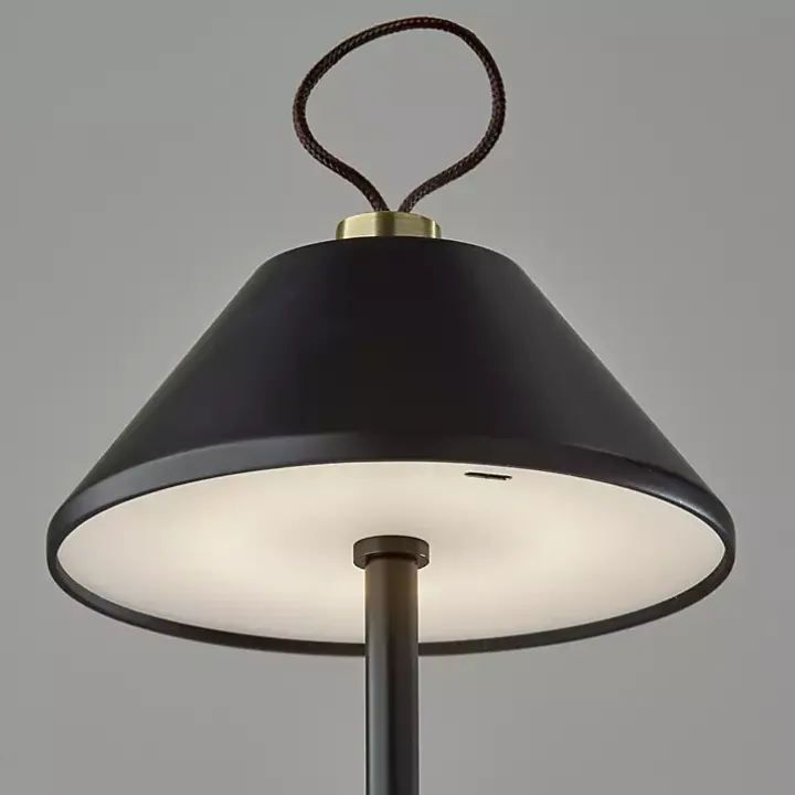 Black Metal Frosted Light Cordless Table Lamp
