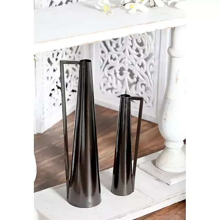 Black Metal Glam Vases, Set of 2
