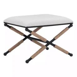 Black Metal Legs Bench with Rope Detail