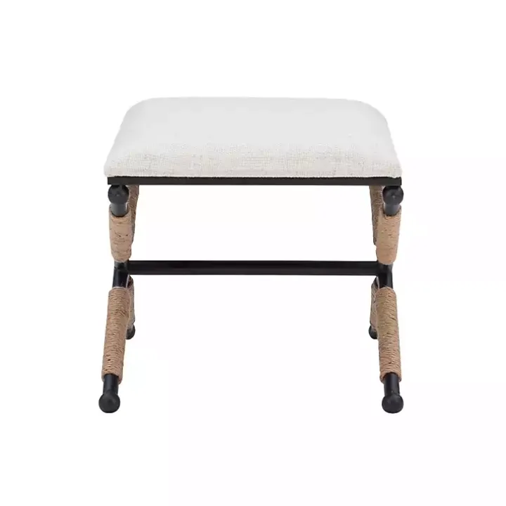 Black Metal Legs Bench with Rope Detail