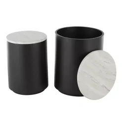 Black Metal Marble Nesting Accent Tables, Set of 2
