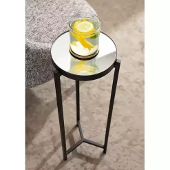Black Metal Mirrored Tabletop Aguilar Drink Table