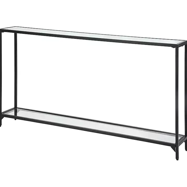 Black Metal Mirrored Top Console Table