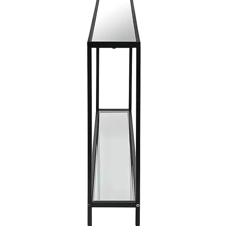 Black Metal Mirrored Top Console Table