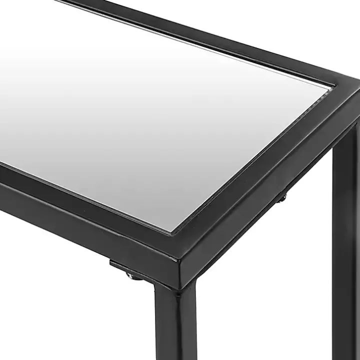 Black Metal Mirrored Top Console Table