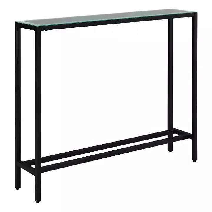 Black Metal Mirrored Top Slim Console Table