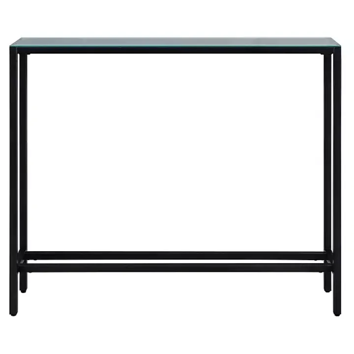 Black Metal Mirrored Top Slim Console Table