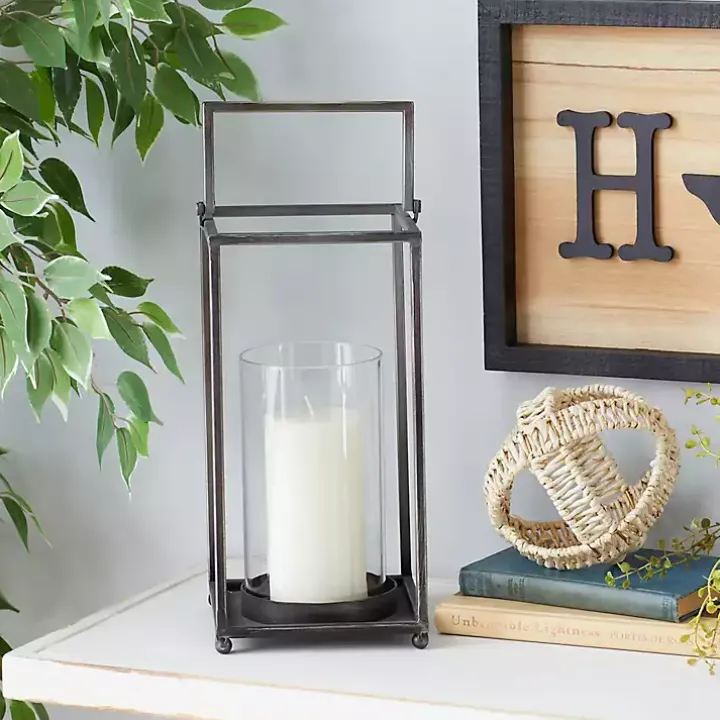 Black Metal Modern Lantern