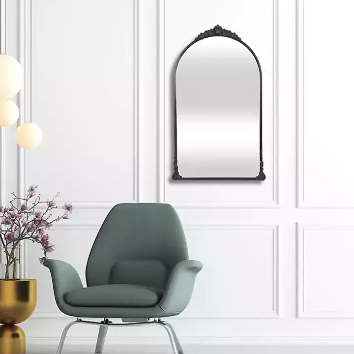 Black Metal Modern Victorian Wall Mirror