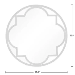 Black Metal Quatrefoil Round Frame Wall Mirror