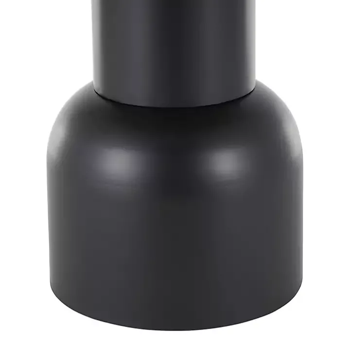 Black Metal Rattan Pedestal Accent Table, 19 in.