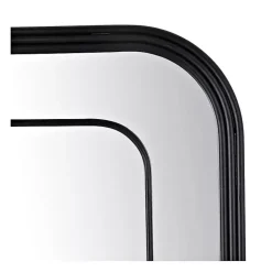 Black Metal Rounded Corner Frame Wall Mirror