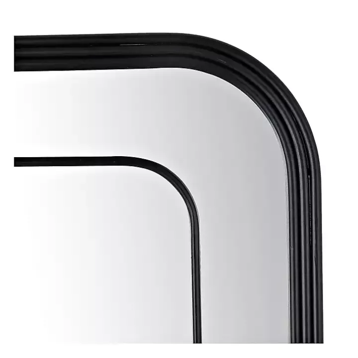 Black Metal Rounded Corner Frame Wall Mirror