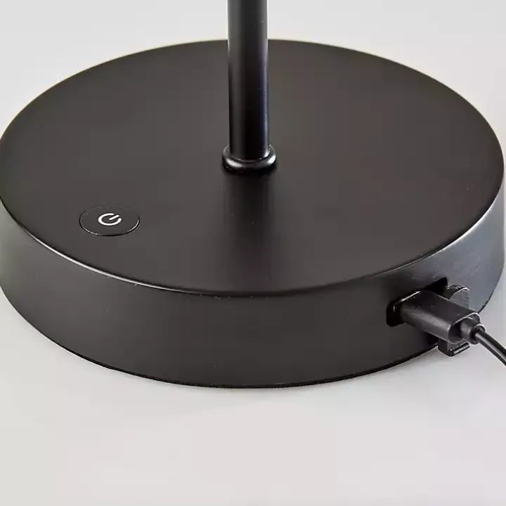 Black Metal Scalloped Shade Cordless Table Lamp