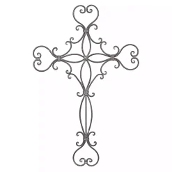 Black Metal Scroll Cross Wall Plaque