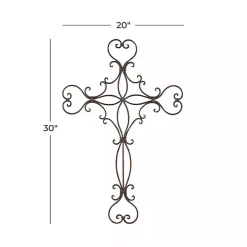 Black Metal Scroll Cross Wall Plaque