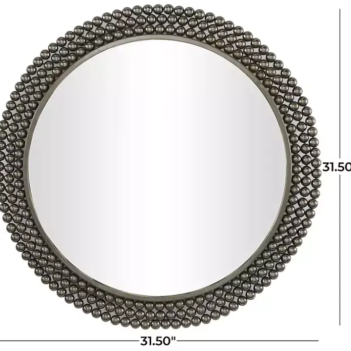 Black Metal Tiered Bead Frame Wall Mirror