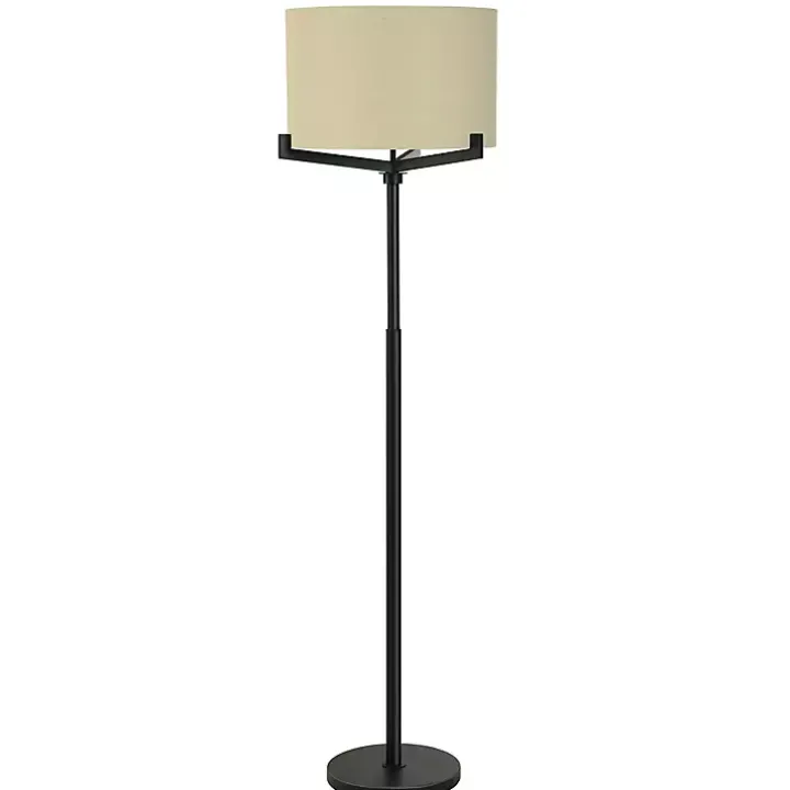Black Metal Tri-Arm Floor Lamp