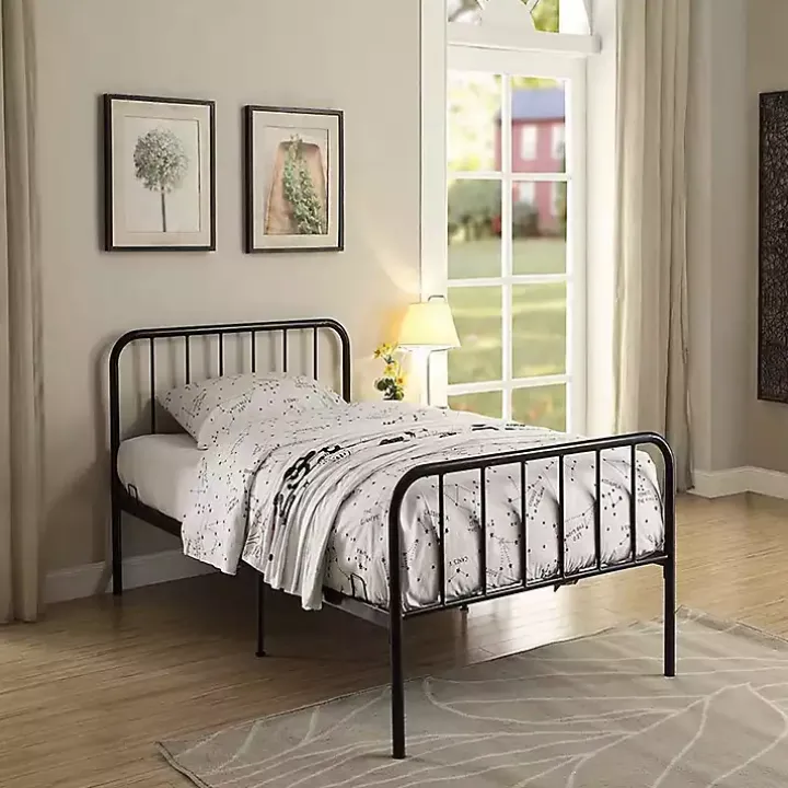 Black Metal Twin Bed in a Box