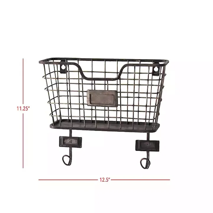 Black Metal Wire Mail Wall Pocket